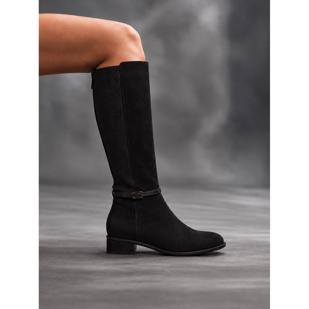 Aquatalia Marvin K Black Suede Knee High Riding Boots Size 8 Fits 7.5